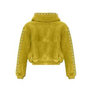 Sweat à capuche zippé personnalisé de qualité supérieure pour hommes 100% coton recadrée Boxy Stone Distressed Applique Patch Broderie Lavage à l'acide Hiver - Product Image 3