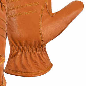 Gants mode en cuir de mouton pur de haute qualité entretenus par OEM Nouvelle arrivée de gants d'habillage de style uni de couleur beige clair - Product Image 4
