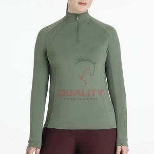 Capa base de equitación para mujer, venta al por mayor, tejido elástico ligero de primera calidad, transpirable, secado rápido, top de entrenamiento ecuestre - Product Image 1