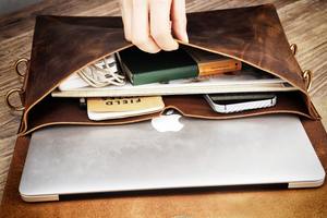 กระเป๋าสะพายหนังทนทานกระเป๋าสะพายไหล่ใส่แล็ปท็อปสำหรับเดินทางเพื่อธุรกิจกระเป๋าหนังแฮนด์เมดแบบเรียบง่าย - Product Image 3