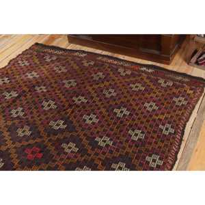 Tapis turc vintage 5,3x7,6 pieds, tapis marocain Kilim marron - Product Image 5
