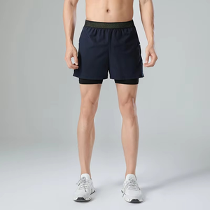Short de sport pour homme à séchage rapide, respirant et doux, confortable, couleur unie, double couche, short de basket-ball - Product Image 6