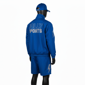 <b>Men</b> Windbreaker Shorts Set Premium Nylon Polyester Fabric Breathable <b>Blue</b> Reflective Logo Windbreaker Shorts Set for <b>Men</b> - Product Image 5