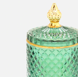 Récipient à bougie en verre rempli de cire texturée et diamantée personnalisé pots à bougie parfumés créatifs modernes avec couvercles - Product Image 4