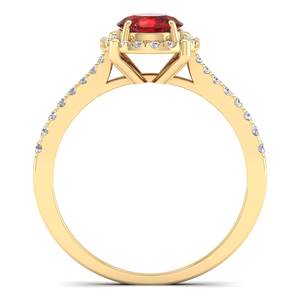 Anillo Halo de Diamantes con Certificado IGI de Oro Sólido de 14K de Calidad Premium REYES, Corte Brillante Redondo, Piedra Preciosa de Granate de 0.84 Quilates, Joyería Fina - Product Image 4