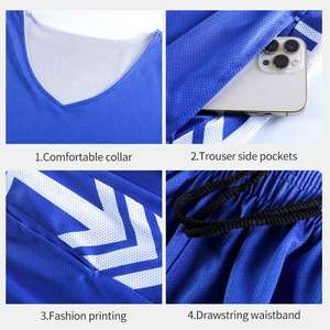 Maillot de basket-ball réversible personnalisé avec numéros et logo, en maille de polyester, en sergé, ensembles d'uniformes de basket-ball réversibles pour hommes 2025 - Product Image 5