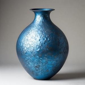 Florero azul envejecido OceanVerdant, busca interiores antiguos, jarrón de suelo de tono metálico, diseño Floral en relieve, decoración del hogar, declaración de acento - Product Image 6