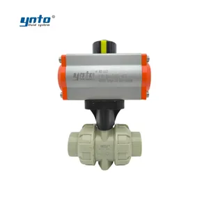 YNTO supplier 1/2" 1/4 2 4 6 inch double union industrial ball valve PPH 25 50mm water 2 Way Pneumatic pvc compact air valve