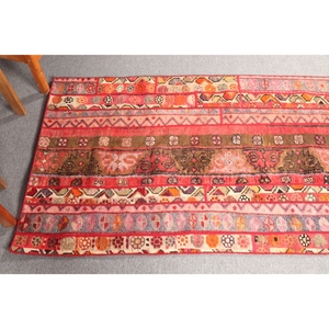 Tapis turc patchwork, tapis vintage 3x5,7 pieds, tapis géométrique rose - Product Image 4