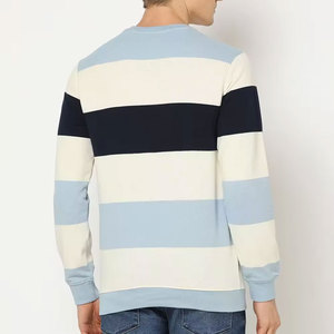 Pull en tricot rayé pour homme, col rond, coupe classique, décontracté, automne, bleu, blanc, marine - Product Image 2