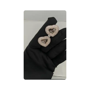 Pendientes de moissanita en forma de corazón de plata de ley 925 con diamantes de lujo de primera calidad para niñas, uso diario - Product Image 3