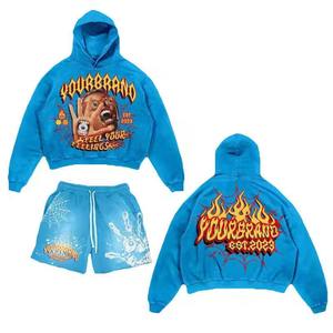 Sudaderas con capucha Pantalones cortos Traje de sudor Logotipo personalizado Paneles cortavientos de nylon Conjunto de pantalones cortos Sudadera con capucha y pantalones de chándal Conjunto Hombres chándales transpirables - Product Image 5