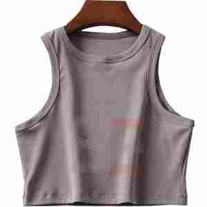 Camisetas sin mangas cortas de talla grande de tela tejida de último diseño para mujer, ropa deportiva de Yoga, transpirable de secado rápido - Product Image 2