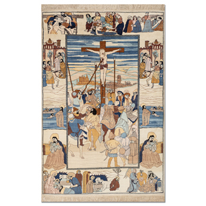 Tapis de prière en laine noués à la main Aalam Pae-6462 ivoire - Product Image 1