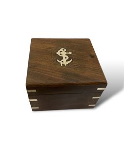 Boussole à cardan en bois, laiton et verre, instrument rotatif élégant pour décoration de bureau, d'étagère ou de salle d'étude, dans une boîte décorative d'art nautique - Product Image 4