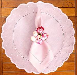 Handmade <b>linen</b> embroidered <b>placemats</b> for elegant weddings tea parties birthdays and festive dining table arrangements - Product Image 5