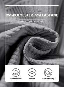 Vêtements décontractés chauds d'hiver pour hommes Ensembles de vêtements d'extérieur 2 pièces Vêtements de détente tricotés respirants comprenant des pulls et des pantalons à motif solide - Product Image 4