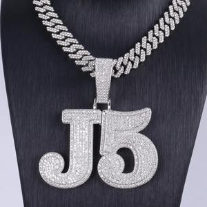 Gran oferta, colgante numérico con inicial de plata chapada en oro blanco, estilo HipHop de diamante para uso diario y regalo para ocasiones especiales - Product Image 4