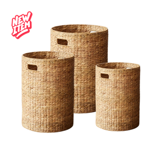 Handmade Natural Seagrass and Water Hyacinth Woven Eco-Friendly Multifunction Storage <b>Baskets</b> for Clothing - Product Image 6