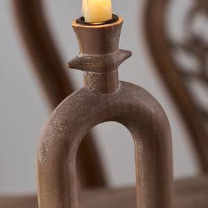 Bougeoir en bois naturel au design unique pour la décoration de la maison élégante du salon, de la chambre à coucher et de la décoration de mariage de l'Inde - Product Image 3