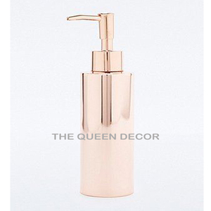 Distributeur de savon en acier inoxydable de forme ronde et or rose pour hôtels Métal de haute qualité - Product Image 1