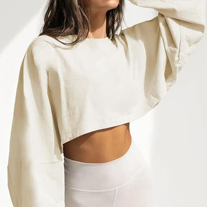 เสื้อครอปแขนยาวทรงเข้ารูปสำหรับผู้หญิงรุ่นใหม่ล่าสุด ขนาดสั่งทำได้ ระบายอากาศ แห้งเร็ว เหมาะสำหรับออกกำลังกาย สไตล์ลำลอง ผลิตจากผ้าแคนวาส - Product Image 2