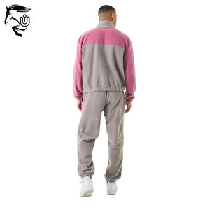 Hombre Oversize Drop Shoulder Popper Neck Collar Block Fleece Chándal con botones de alta calidad Sudaderas con algodón Fleece - Product Image 5