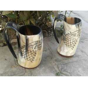 En solde Corne à boire Viking Tasse à bière 500ml Écologique Vintage Camping Tasse de voyage avec poignée - Product Image 1