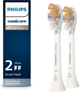 Têtes de brosse à dents électriques A3 Premium tout-en-un de remplacement, taille moyenne, lot de 2, HX9092/65, blanches, compatibles Oral-B, pour usage domestique - Product Image 3