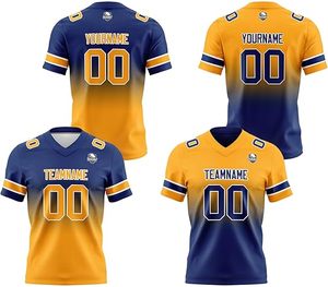 Camiseta de fútbol americano de poliéster 100% personalizada, transpirable, cuello en V, diseño recortado cuadrado con mangas cortas, técnicas impresas - Product Image 2