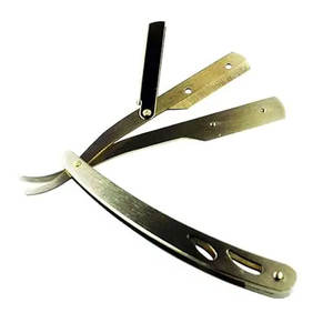 Maquinilla de afeitar plegable de acero inoxidable de un solo filo, herramienta de afeitado de barberos rectos, características desechables, uso facial de barba, cuchillas reemplazables - Product Image 1