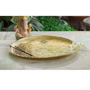 Plato de Latón con Diseño Om de 13.4 Pulgadas para Pooja, Ideal para la Práctica Religiosa en Templos u Hogares, de Indian Art Villa - Product Image 1