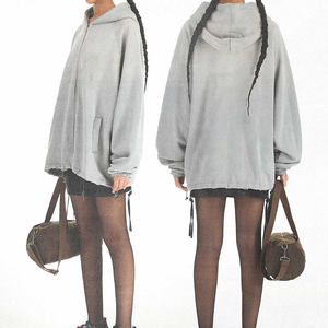 Moda cuello alto peso pesado de gran tamaño Color negro Sudadera con capucha logotipo bordado personalizado Streetwear Regular Fit sólido - Product Image 5