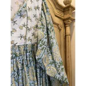 Blusa Bohemia Gypsy para Mujer en Azul con Estampado Floral, Popelina Bordada con Motivos Veraniegos, Transpirable, Talla Única XS-XL, para Oficina - Product Image 3