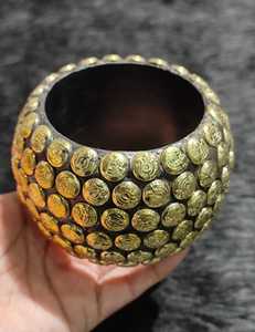 กำไลข้อมือทองเหลืองดิบแบบกำหนดขนาดได้ กำไลแบบฝังลาย กำไลแบบช่อง กำไลเปล่าแบบกว้าง กำไลทำมือ กำไลสไตล์โมเดิร์น MS - Product Image 6