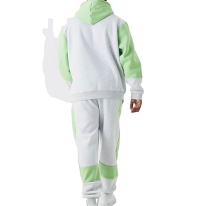 Ensemble de survêtement pour homme personnalisé, sweat à capuche surdimensionné, logo imprimé vierge, grande taille, 100% coton, survêtements de course pour homme - Product Image 2