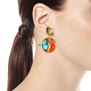 Pendientes de aro de plata de ley 2025 de primera calidad 925, 15mm, ostra espinosa, cobre, turquesa, fiesta, joyería fina, regalo para mujer - Product Image 4