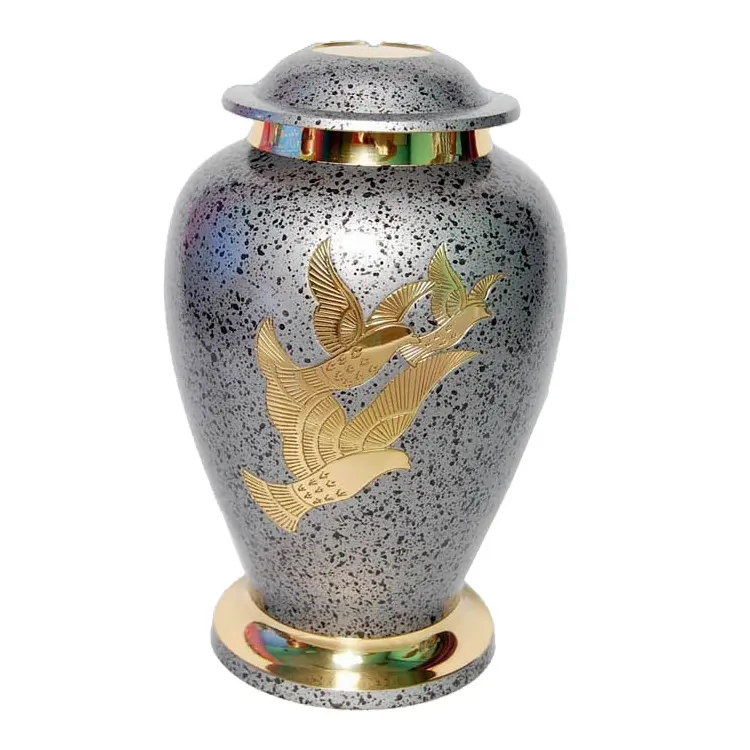 Silver Stone Crema tion Urn Dekoratives Design mit Flying Birds Premium Metallic Andenken Begräbnis Asche Urne