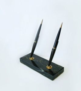 Portalápices de metal con estampado de mármol y revestimiento de laca brillante-Taza de lápiz de diseñador para configuraciones de oficina de moda - Product Image 6