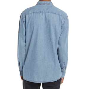 Chemise en denim 100% coton élégante pour homme avec double couture, design délavé - Haute qualité, anti-rétrécissement et respirante, écologique - Product Image 3