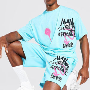 Vente en gros Logo personnalisé hommes tenue d'été respirant deux pièces vêtements de sport décontractés avec bas quantité minimale de commande tendance sérigraphie - Product Image 6