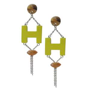 Resin Square Splicing resin and horn Long <b>Earrings</b> Stud Resin <b>Earrings</b> for Women Fanyue Fluorescent Color Quality BY HF CRAFTS - Product Image 4