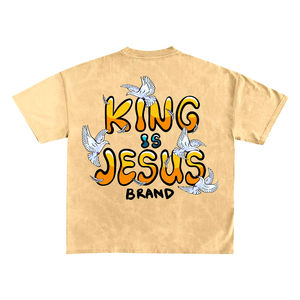 Custom Logo 300GSM Streetwear Box Cut Tee T Shirt Heavyweight Cropped Top TShirt Graphic Cotton Oversized Boxy Fit T-Shirt Men - Product Image 1