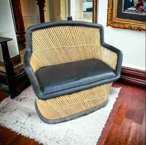 Sofá de esquina de mimbre moderno de moda 2 plazas ligero portátil comodidad silla sofá hecho a mano bambú lindo sofá de salón de esquina - Product Image 3