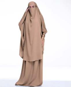 Largo burqa Tie Back Burka 2 piezas Abaya Hijab Niqab Islámico - Product Image 2