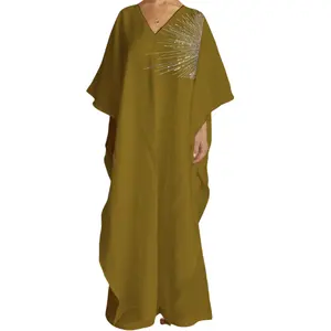Nueva alta calidad de talla grande de manga larga Kaftan con cuentas bordado a mano motivo Kaftan vestido islámico kaftan - Product Image 1