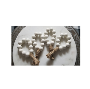 Décor de table perles en bois anneau de serviette perle en bois porte-serviettes anneau avec gland en corde pour la conception de vaisselle de table - Product Image 4