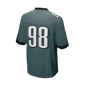 Custom Sublimated American Football Jersey Men's Green Yellow Mesh V-Neck Breathable Short Sleeve Team <b>Name</b> 00 Uniform - Product Image 6