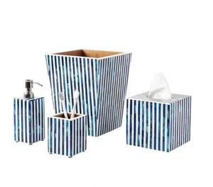 Ensemble de salle de bain à rayures en os et en résine, ensemble de vanité, porte-serviettes, organisateur de salle de bain de luxe, accessoires au meilleur prix - Product Image 1