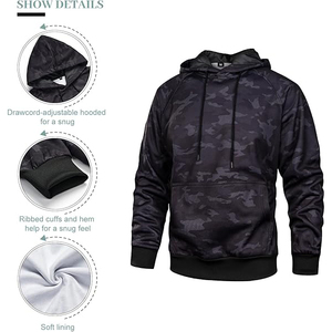 Sudaderas con capucha de camuflaje de inspiración táctica, gruesas, de ajuste relajado, para uso diario en exteriores. - Product Image 3